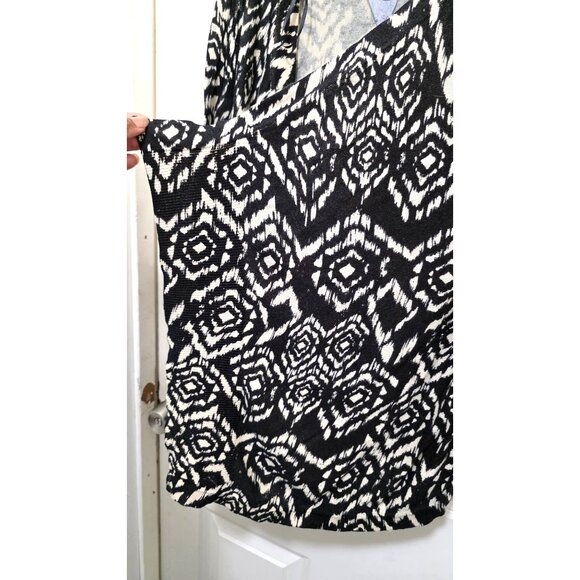 Olivia Sky Womens Black & White Open Front Cardigan Sweater XL 60% Cotton 40% Ra - Picture 5 of 7